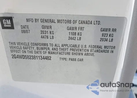 2008 Buick Lacrosse Cxl из США, поврежденный, VIN 2G4WD582381134482